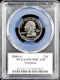 2000-S Virginia statehood quarter certified by PCGS at Proof 70 Deep Cameo