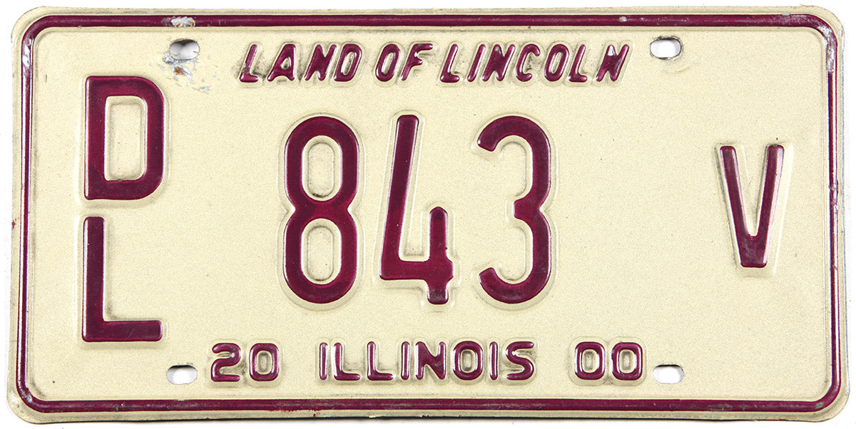 Classic 2000 Illinois single dealer license plate grading very good plus