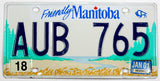 A classic 2001 Manitoba Canada passenger car license plate for sale at Brandywine General Store in very good plus condition