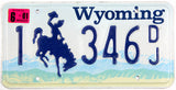 A single classic 2001 Natrone County Wyoming passenger car license plate for sale by Brandywine General Store in very good condition