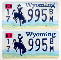 A classic pair of 2001 Wyoming passenger car license plates for sale by Brandywine General Store