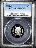 2001-s Roosevelt Dime certified perfect Proof 70 Deep Cameo by PCGS