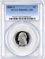 2001 s Jefferson Nickel certified PCGS PR69DCAM
