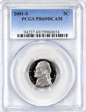 2001 s Jefferson Nickel certified PCGS PR69DCAM