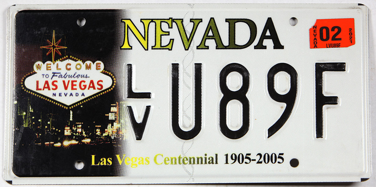 Classic 2002 Nevada Las Vegas Centennial car license plate grading excellent