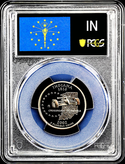 2002-s Indiana state quarter certified by PCGS 70 deep cameo