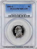 2002-s Jefferson Nickel certified perfect Proof 70 Deep Cameo by PCGS