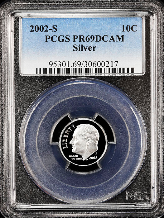 2002-s Roosevelt silver Dime certified Proof 69 Deep Cameo by PCGS