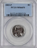 2003-p Jefferson Nickel professionally certified Mint State 66 full steps by PCGS