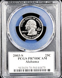 2003-S Alabama statehood quarter certified by PCGS at Proof 70 Deep Cameo