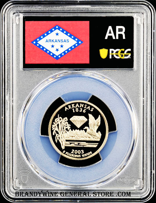2003-S AR state quarter certified by PCGS at Proof 70 Deep Cameo