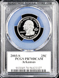 2003-S Arkansas statehood quarter certified by PCGS at Proof 70 Deep Cameo