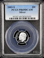 2003-s Roosevelt silver Dime certified Proof 69 Deep Cameo by PCGS