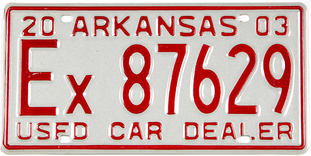 Classic 2003 Arkansas dealer license plate grading excellent