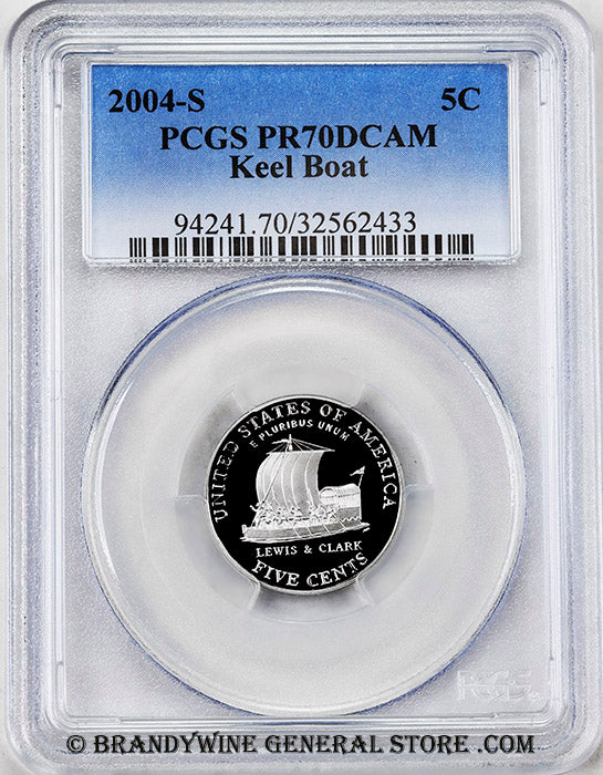 2004-s Jefferson keel boat nickel certified perfect PCGS proof 70 DCAM