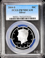2004-s Kennedy silver half dollar graded perfect proof 70 deep cameo by PCGS