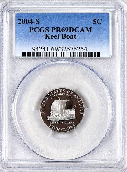2004-s Jefferson keel boat nickel certified PCGS proof 69 DCAM