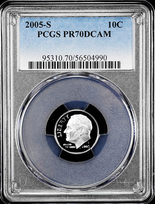 2005-s Roosevelt Dime certified perfect Proof 70 Deep Cameo by PCGS