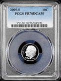 2005-s Roosevelt Dime certified perfect Proof 70 Deep Cameo by PCGS