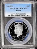 2005-s Kennedy silver half dollar graded perfect proof 70 deep cameo by PCGS