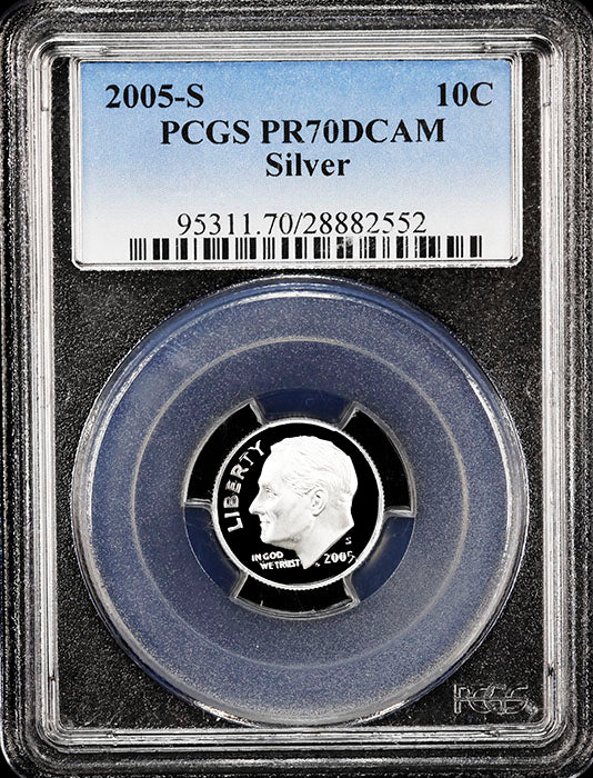 2005-s Roosevelt silver Dime certified perfect Proof 70 Deep Cameo by PCGS