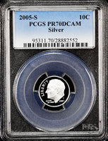 2005-s Roosevelt silver Dime certified perfect Proof 70 Deep Cameo by PCGS