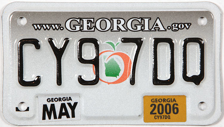 classic 2006 Georgia motorcycle license plate grading excellent plus