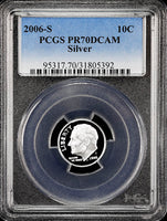 2006-s Roosevelt silver Dime certified perfect Proof 70 Deep Cameo by PCGS