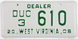 2006 West Virginia dealer license plate grading excellent