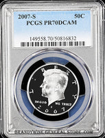 2007-s Kennedy half dollar graded perfect 70 deep cameo by PCGS