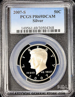 2007-s Kennedy silver half dollar graded proof 69 deep cameo by PCGS