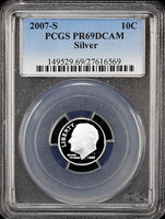 2007-s Roosevelt silver Dime certified Proof 69 Deep Cameo by PCGS
