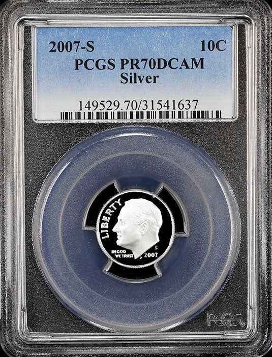 2007-s Roosevelt silver Dime certified perfect Proof 70 Deep Cameo by PCGS