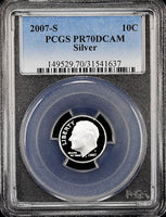 2007-s Roosevelt silver Dime certified perfect Proof 70 Deep Cameo by PCGS