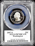 2007-S WA quarter certified PCGS proof 70 deep cameo