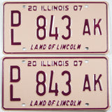 Classic 2007 Illinois dealer license plates in near mint condition