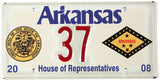 A 2008 Arkansas House of Representatives license plate for sale by Brandywine General Store in excellent minus condition