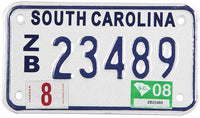 classic 2008 South Carolina motorcycle license plate grading excellent minus