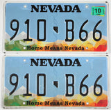 Pair of classic 2010 Nevada car license plates grading very good plus