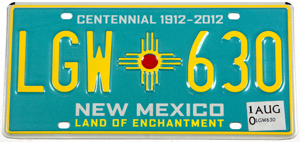 2010 New Mexico centennial passenger car license plate grading excellent plus