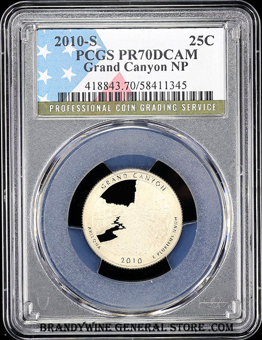2010-s Grand Canyon America the Beautiful quarter certified by PCGS at Proof 70 Deep Cameo