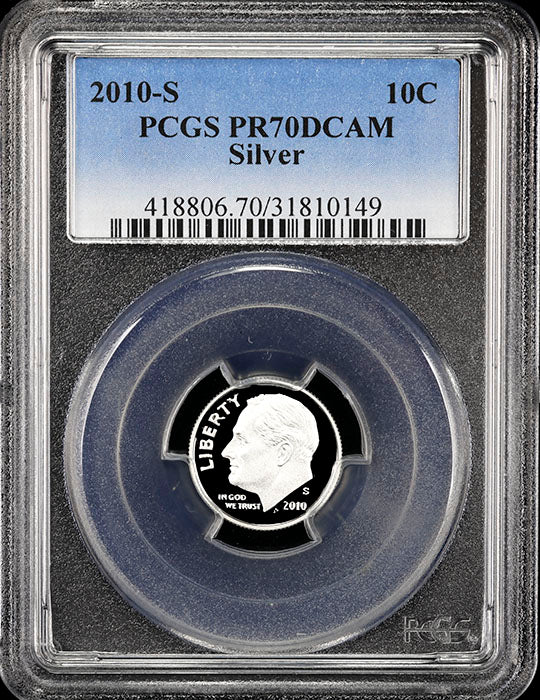 2010-s Roosevelt silver Dime certified perfect Proof 70 Deep Cameo by PCGS