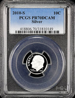 2010-s Roosevelt silver Dime certified perfect Proof 70 Deep Cameo by PCGS