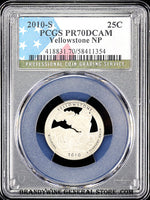 2010-s Yellowstone America the Beautiful quarter certified by PCGS at Proof 70 Deep Cameo