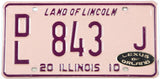 Classic 2010 Illinois single dealer license plate grading excellent minus with dealers sticker