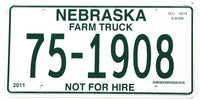 2011 Nebraska farm truck license plate in excellent plus condition