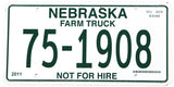 2011 Nebraska farm truck license plate in excellent plus condition