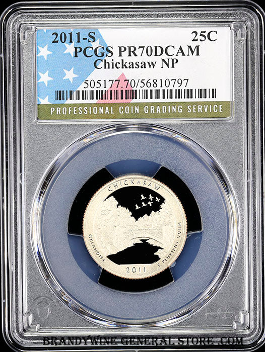 2011-s Chickasaw quarter certified by PCGS at Proof 70 Deep Cameo