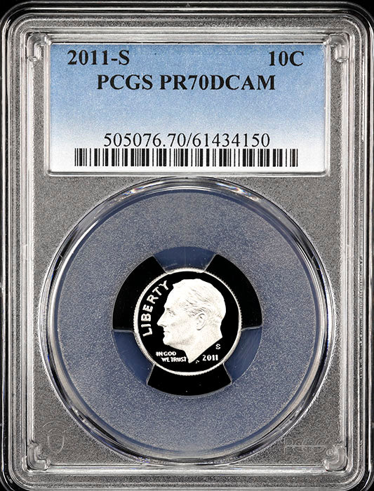 2011-s Roosevelt Dime certified perfect Proof 70 Deep Cameo by PCGS