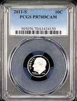 2011-s Roosevelt Dime certified perfect Proof 70 Deep Cameo by PCGS